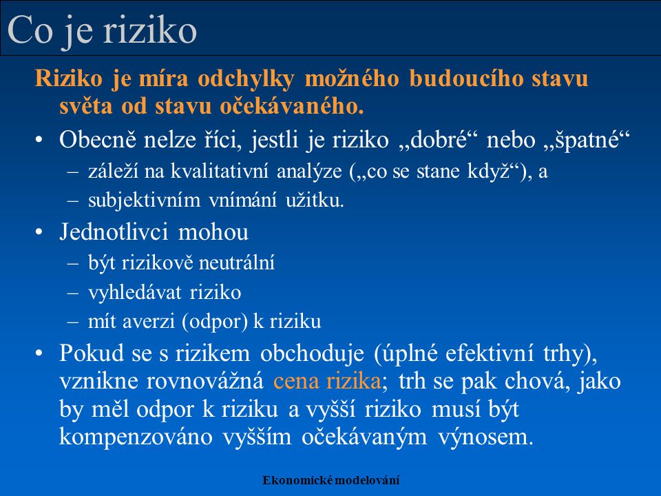 Ekonomické modelování pro podnikatelskou praxi ppt stáhnout